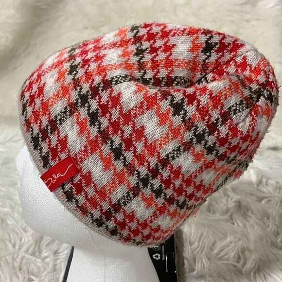🟢3 for $20——-BULA houndstooth plaid beanie partial fleece lined Women’s - Picture 1 of 10